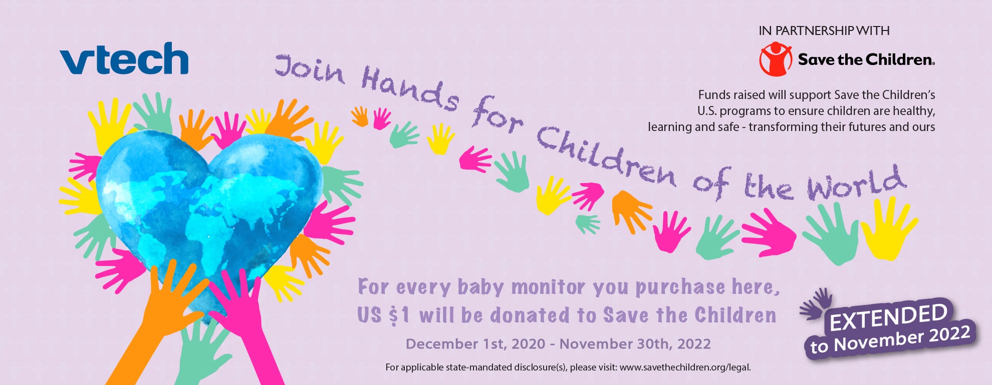 Join Hands for Children of the World - For every baby monitor you purchase, $1 USD will be donated to Save the Children